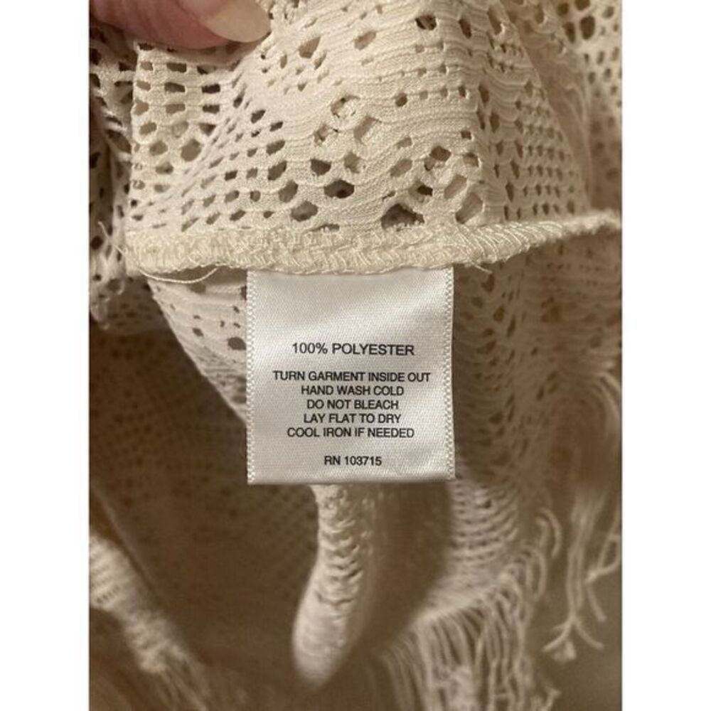 Valerie Stevens Ivory Overlay Lace Cardigan Crochet Fringe Size L Boho Cowgirl - Picture 6 of 7